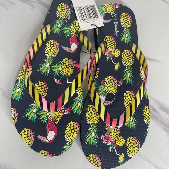 Vera Bradley toucan party flip flop sandal M 7/8 - Picture 4 of 13